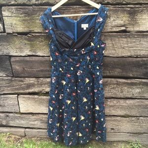 Lindy Bop Blue Swing Dress with birds